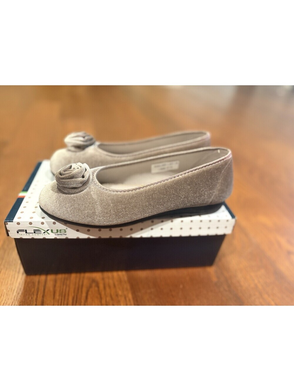 Flexus by Spring Step Women's EU 38 US 7.5-8 Roseloud L.Gray Velvet Ballet Flat